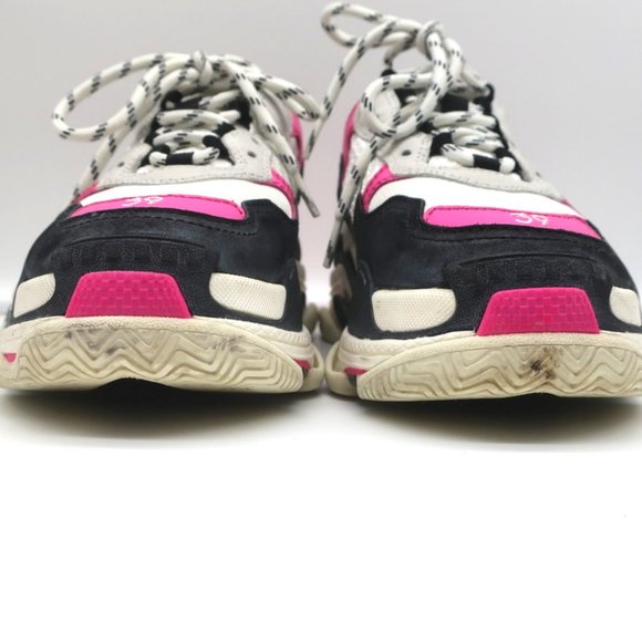 BALENCIAGA TRIPLE S SNEAKERS WHITE MESH & PINK LEATHER SIZE 39 - Picture 5 of 11